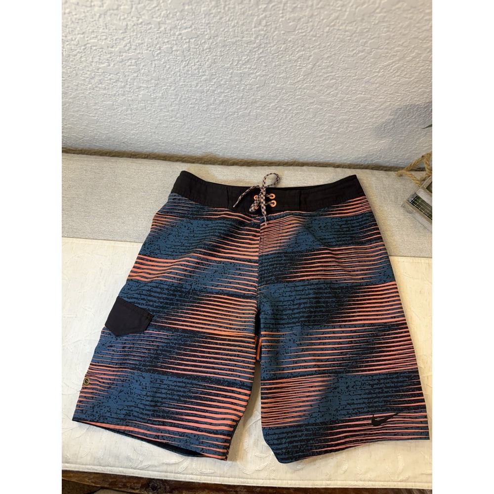 Nike Men's Swim Shorts Trunks  Long Board NESS7451‎ Orange - Blue Design Size 30
